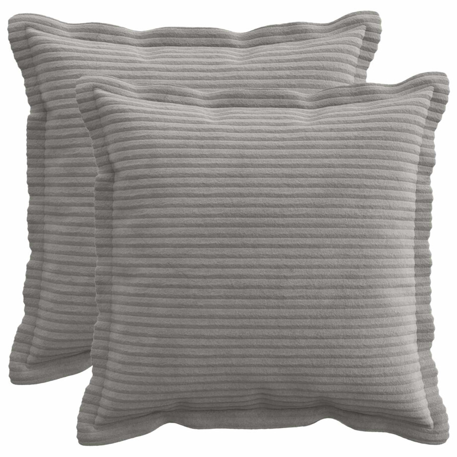 vidaXL Kussensloop 2 st HOUTEN Lichtgrijs 30 x 30 cm corduroy vidaXL Kussensloop 2 st HOUTEN Lichtgrijs 30 x 30 cm corduroy afbeelding 1