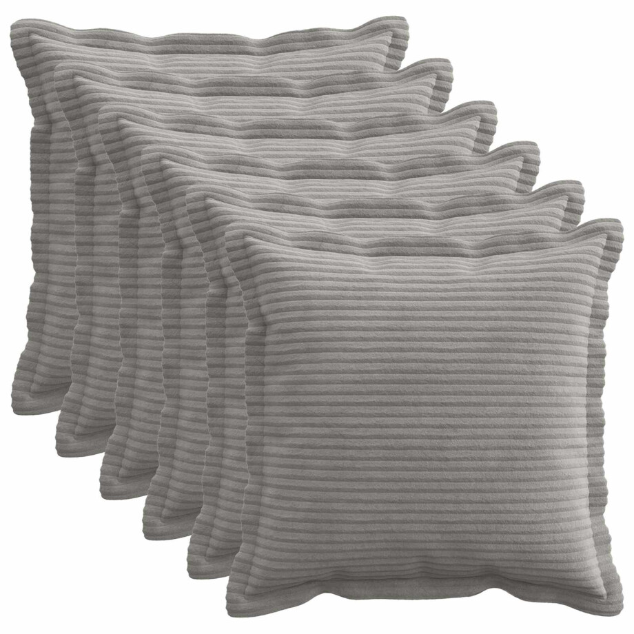 vidaXL Kussensloop 6 st HOUTEN Lichtgrijs 30 x 30 cm corduroy afbeelding 1
