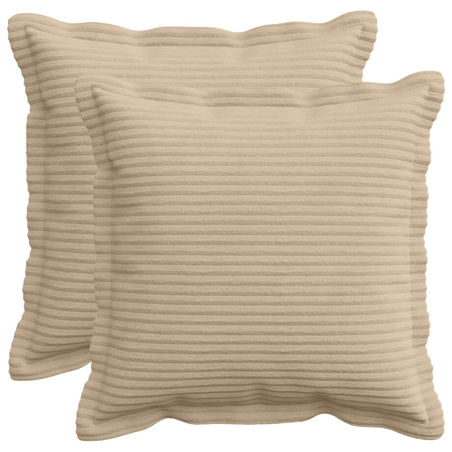 vidaXL Kussensloop 2 st HOUTEN Taupe 30 x 30 cm corduroy vidaXL Kussensloop 2 st HOUTEN Taupe 30 x 30 cm corduroy afbeelding 1