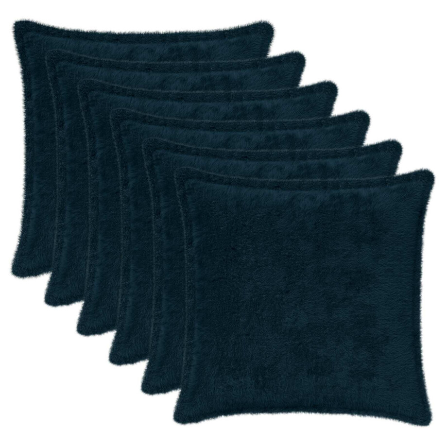 vidaXL Kussensloop 6 st HOUTEN Marineblauw 30 x 30 cm Nep Konijnenbont vidaXL Kussensloop 6 st HOUTEN Marineblauw 30 x 30 cm Nep Konijnenbont afbeelding 1
