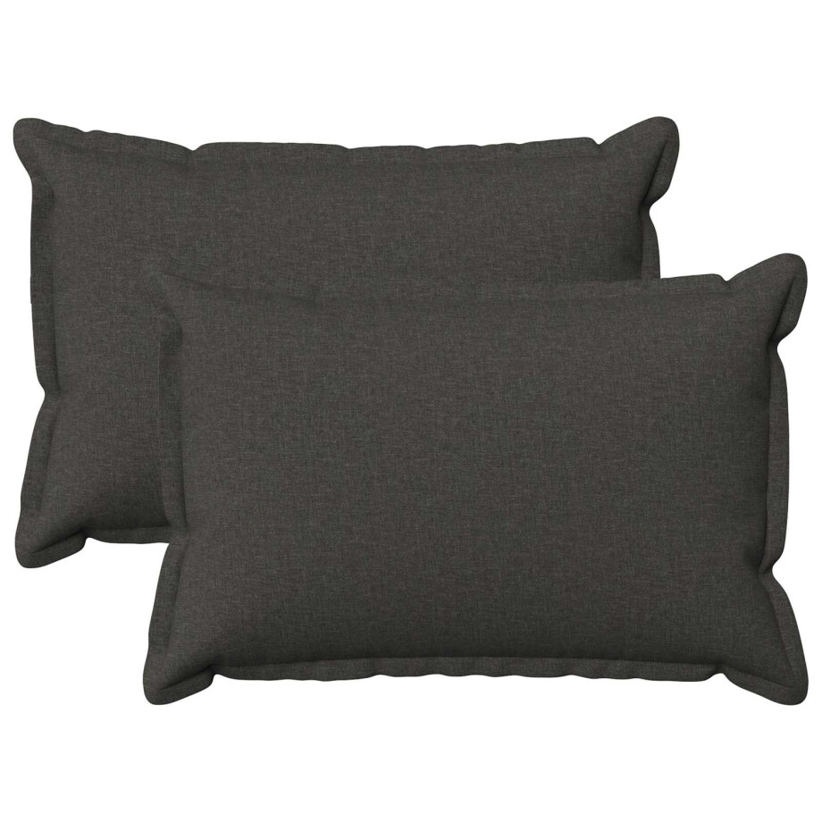 vidaXL Kussensloop 2 st HOUTEN Donkergrijs 30 x 50 cm Faux Linnen afbeelding 1