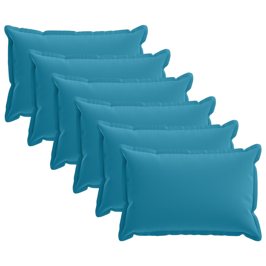 vidaXL Kussensloop 6 st HOUTEN Lichtblauw 30 x 50 cm Polyester afbeelding 1