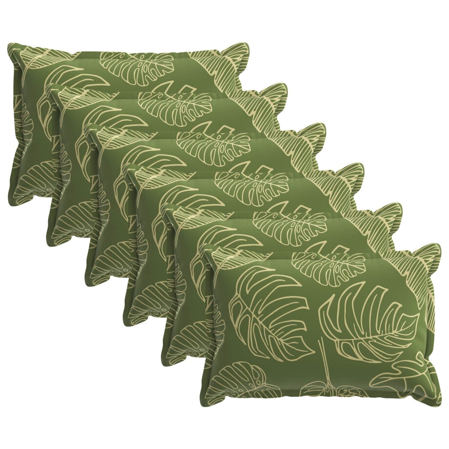 vidaXL Kussensloop 6 st HOUTEN Bladontwerp 30 x 50 cm Polyester afbeelding 1