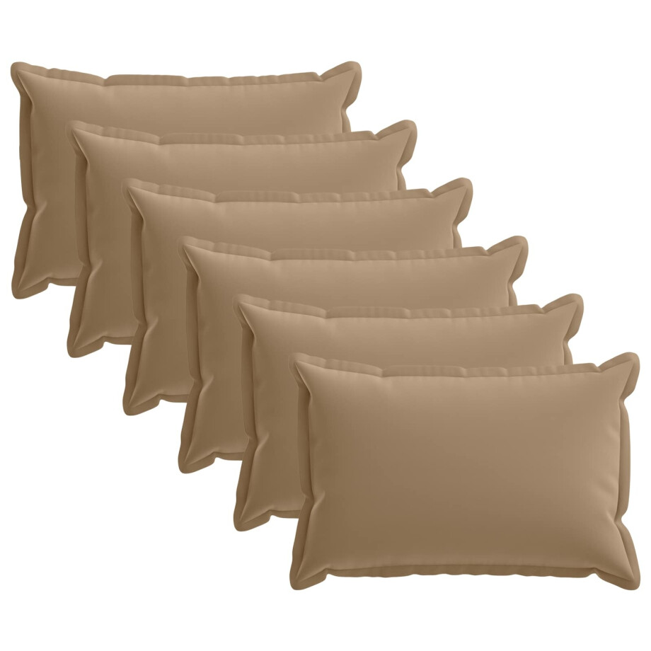 vidaXL Kussensloop 6 st HOUTEN Taupe 30 x 50 cm Polyester afbeelding 1