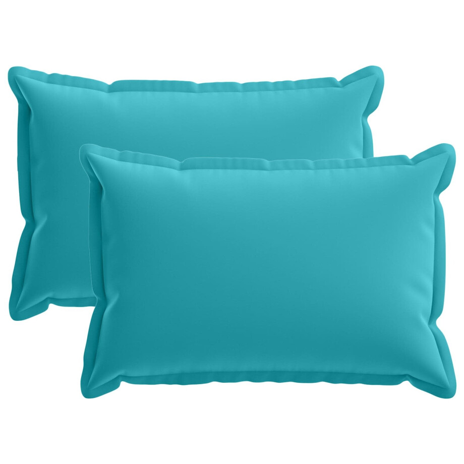 vidaXL Kussensloop 2 st HOUTEN Turquoise 30 x 50 cm Polyester afbeelding 1