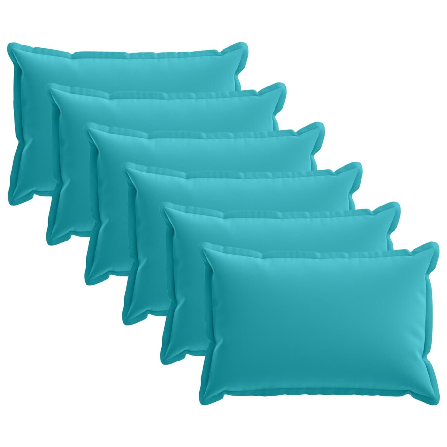 vidaXL Kussensloop 6 st HOUTEN Turquoise 30 x 50 cm Polyester afbeelding 1