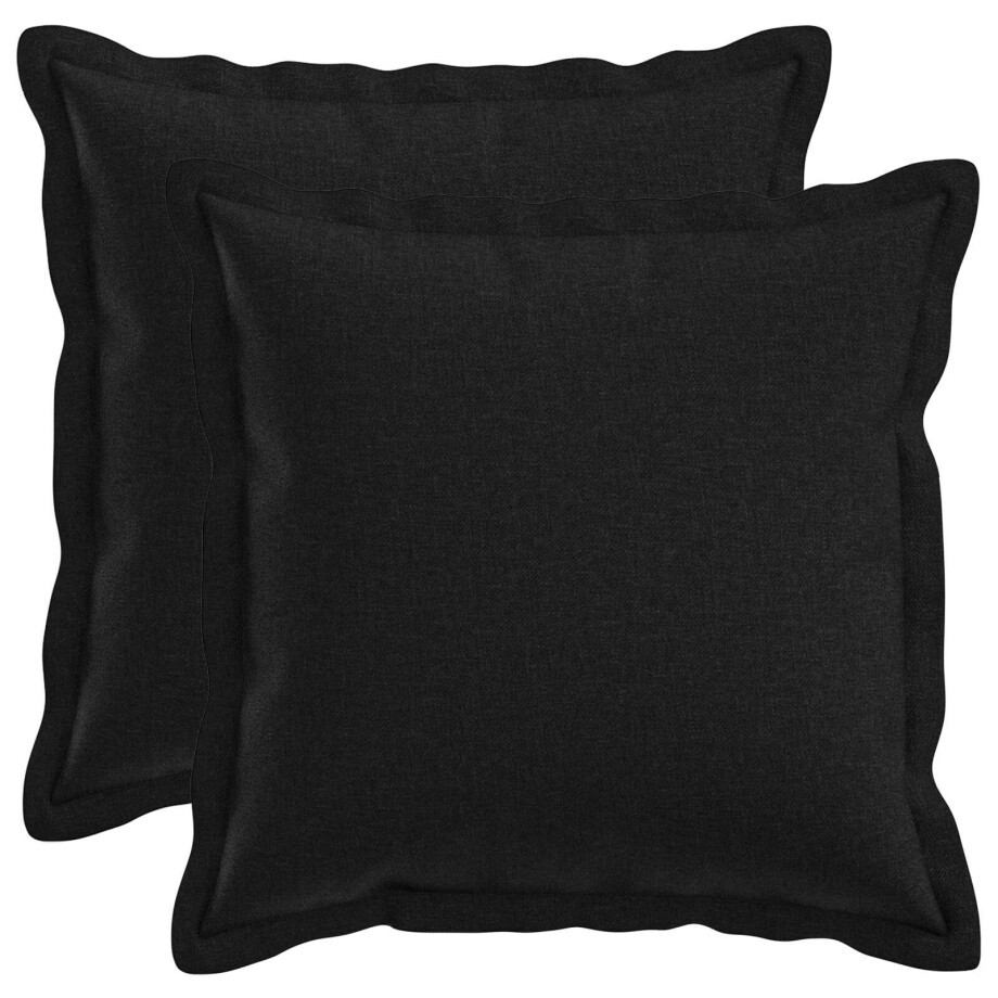 vidaXL Kussensloop 2 pcs HOUTEN Zwart 35 x 35 cm Faux Linnen afbeelding 1