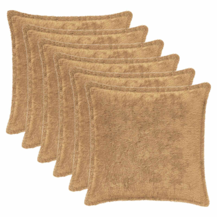 vidaXL Kussensloop 6 st HOUTEN Taupe 35 x 35 cm Nep Konijnenbont vidaXL Kussensloop 6 st HOUTEN Taupe 35 x 35 cm Nep Konijnenbont afbeelding 1