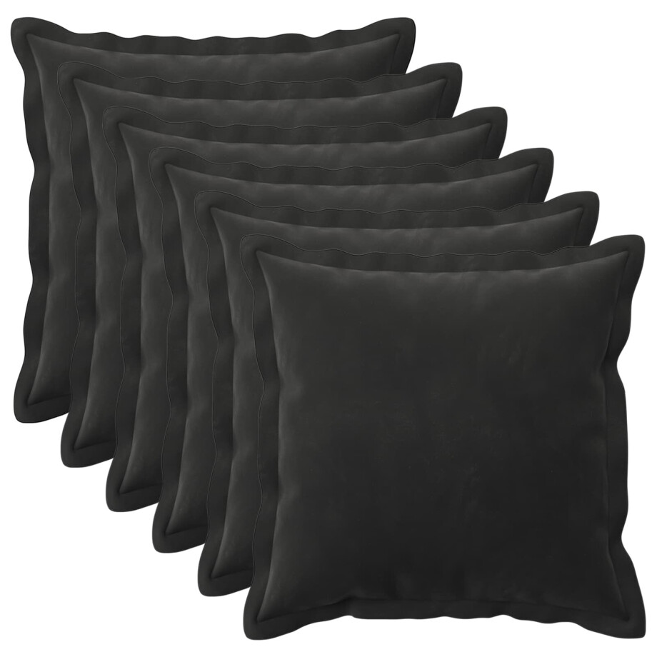vidaXL Kussensloop 6 pcs HOUTEN Zwart 40 x 40 cm Fluweel vidaXL Kussensloop 6 pcs HOUTEN Zwart 40 x 40 cm Fluweel afbeelding 1