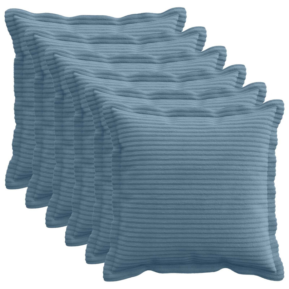 vidaXL Kussensloop 6 st HOUTEN Blauw 40 x 40 cm corduroy vidaXL Kussensloop 6 st HOUTEN Blauw 40 x 40 cm corduroy afbeelding 1