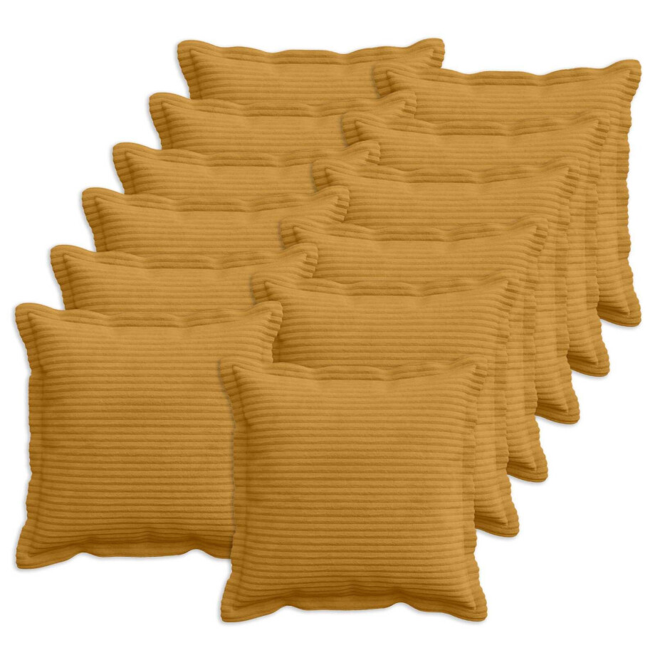 vidaXL Kussensloop 12 st HOUTEN Geel 40 x 40 cm corduroy vidaXL Kussensloop 12 st HOUTEN Geel 40 x 40 cm corduroy afbeelding 1