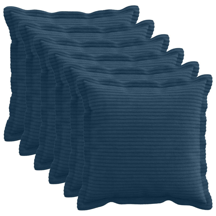 vidaXL Kussensloop 6 st HOUTEN Marineblauw 40 x 40 cm corduroy vidaXL Kussensloop 6 st HOUTEN Marineblauw 40 x 40 cm corduroy afbeelding 1
