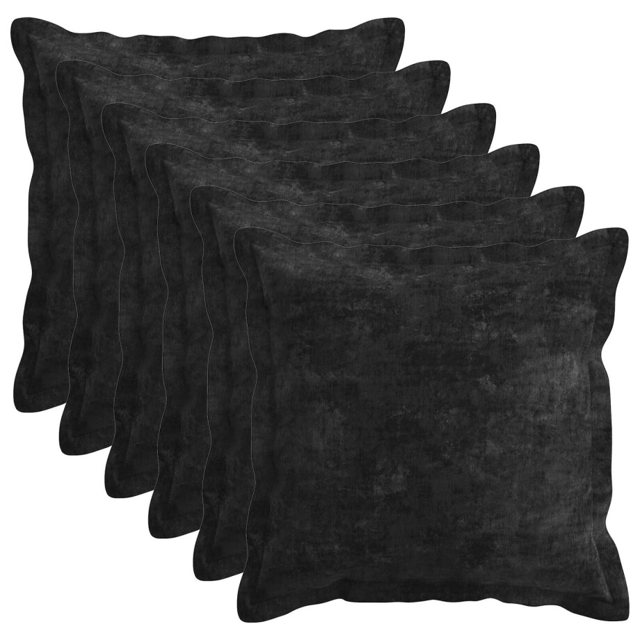 vidaXL Kussensloop 6 st HOUTEN Antraciet 40 x 40 cm Chenille Stof afbeelding 1