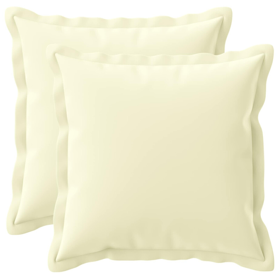 vidaXL Kussensloop 2 st HOUTEN Crèmekleurig 40 x 40 cm Polyester afbeelding 1