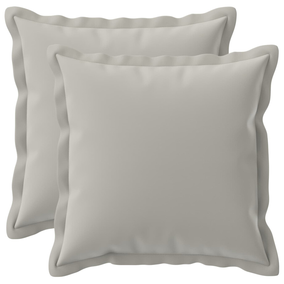 vidaXL Kussensloop 2 st HOUTEN Grijs 40 x 40 cm Polyester afbeelding 1