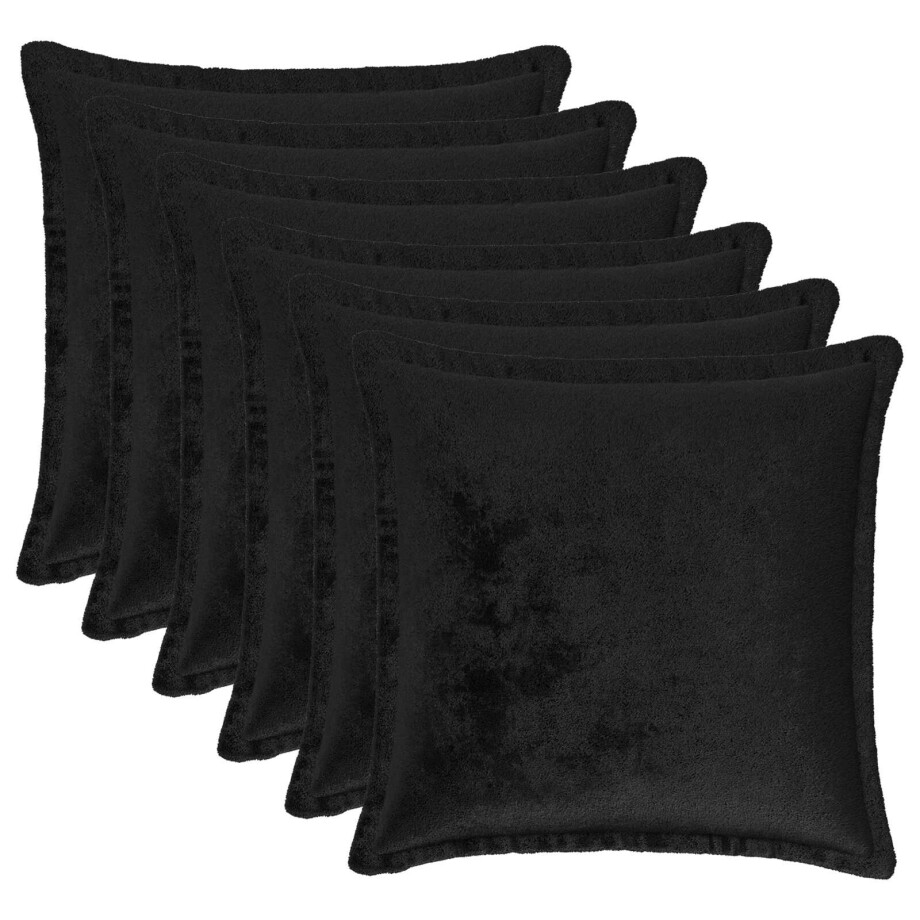 vidaXL Kussensloop 6 pcs HOUTEN Zwart 40 x 40 cm Flanel afbeelding 1