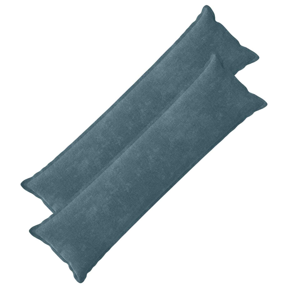 vidaXL Kussensloop 2 st HOUTEN Blauw 40 x 145 cm Chenille Stof afbeelding 1