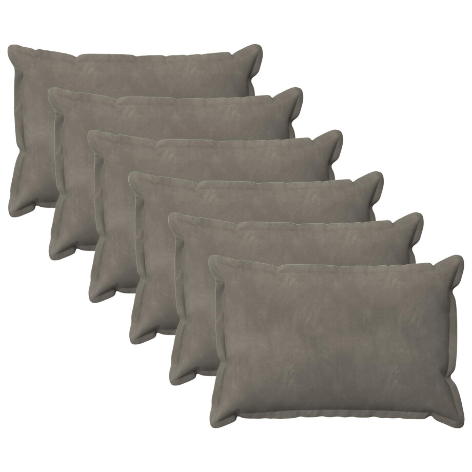 vidaXL Kussensloop 6 pcs HOUTEN Lichtgrijs 40 x 60 cm Fluweel afbeelding 1