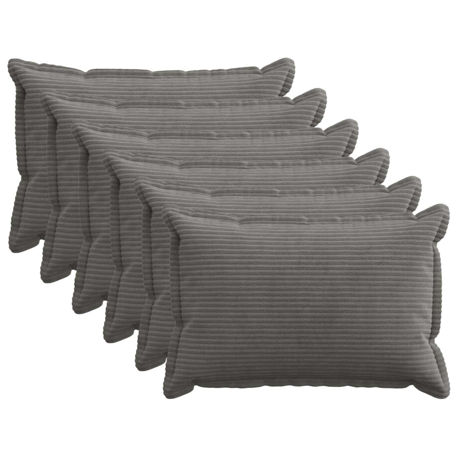 vidaXL Kussensloop 6 st HOUTEN Donkergrijs 40 x 60 cm corduroy vidaXL Kussensloop 6 st HOUTEN Donkergrijs 40 x 60 cm corduroy afbeelding 1