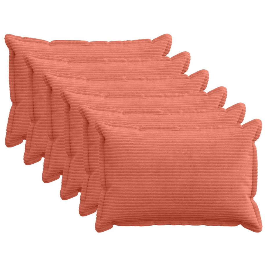 vidaXL Kussensloop 6 st HOUTEN Rood-oranje 40 x 60 cm corduroy afbeelding 1
