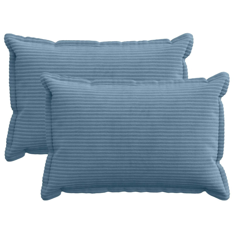 vidaXL Kussensloop 2 st HOUTEN Blauw 40 x 60 cm corduroy afbeelding 1