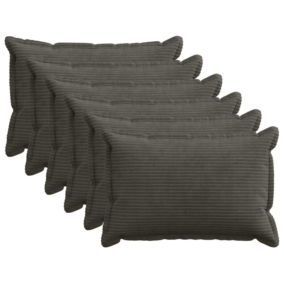 vidaXL Kussensloop 6 st HOUTEN Antraciet 40 x 60 cm corduroy afbeelding 1