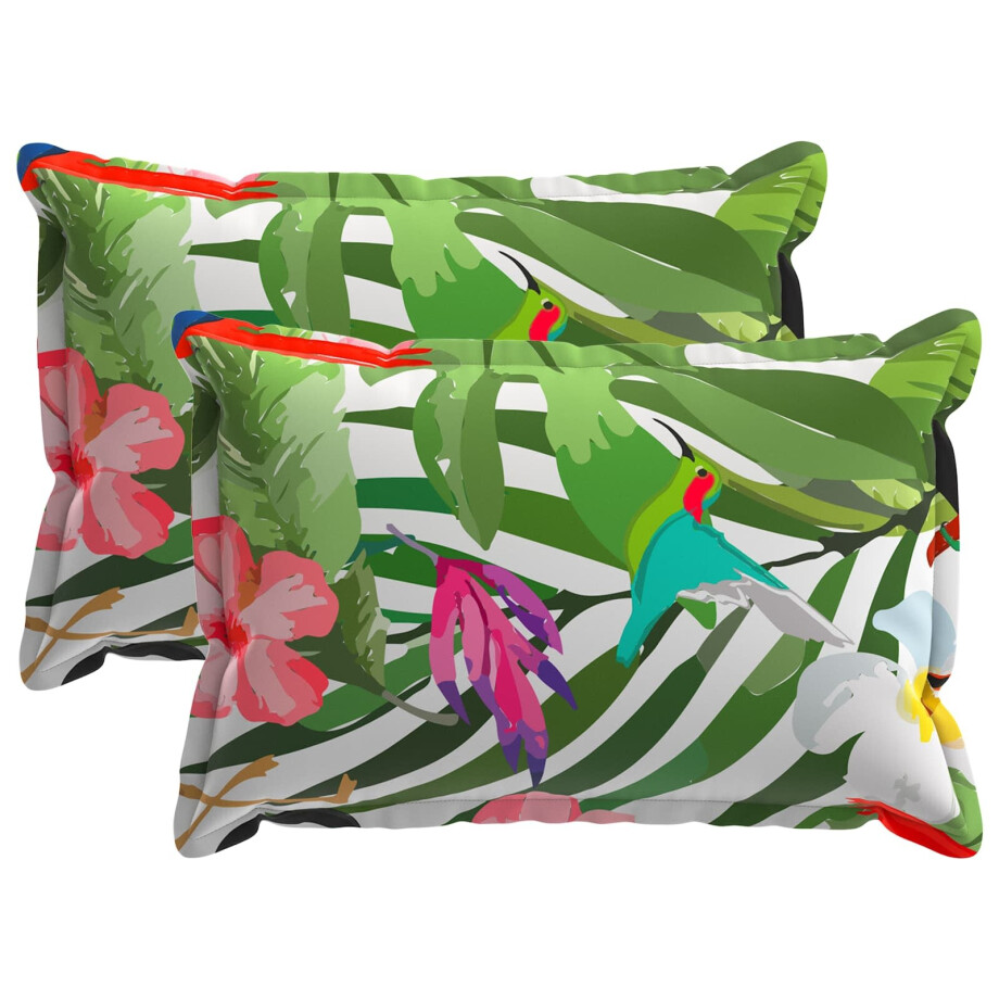 vidaXL Kussensloop 2 st HOUTEN Zwart 40 x 60 cm Polyester afbeelding 1