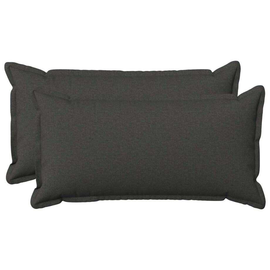 vidaXL Kussensloop 2 st HOUTEN Donkergrijs 40 x 70 cm Faux Linnen afbeelding 1