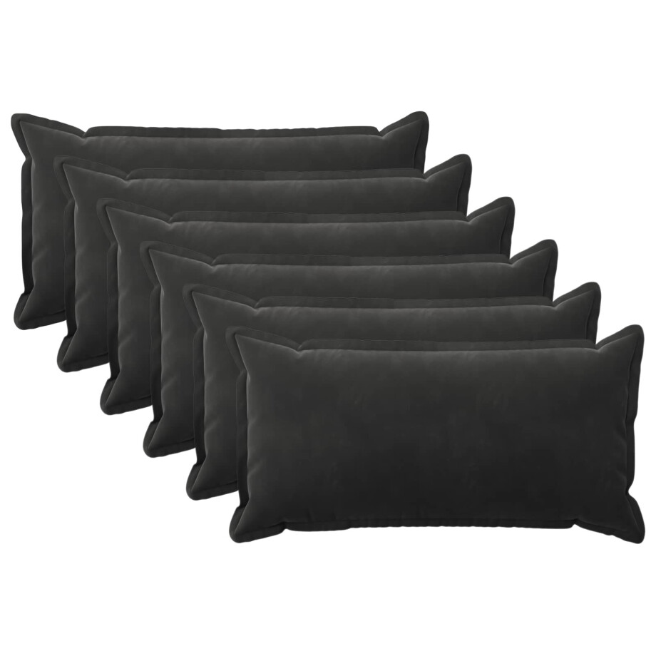 vidaXL Kussensloop 6 pcs HOUTEN Zwart 40 x 70 cm Fluweel vidaXL Kussensloop 6 pcs HOUTEN Zwart 40 x 70 cm Fluweel afbeelding 1