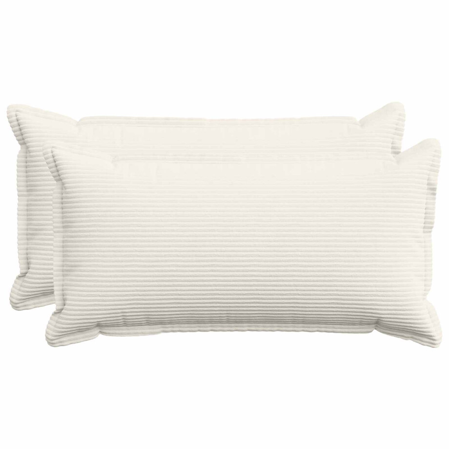 vidaXL Kussensloop 2 st HOUTEN Crèmekleurig 40 x 70 cm corduroy afbeelding 1