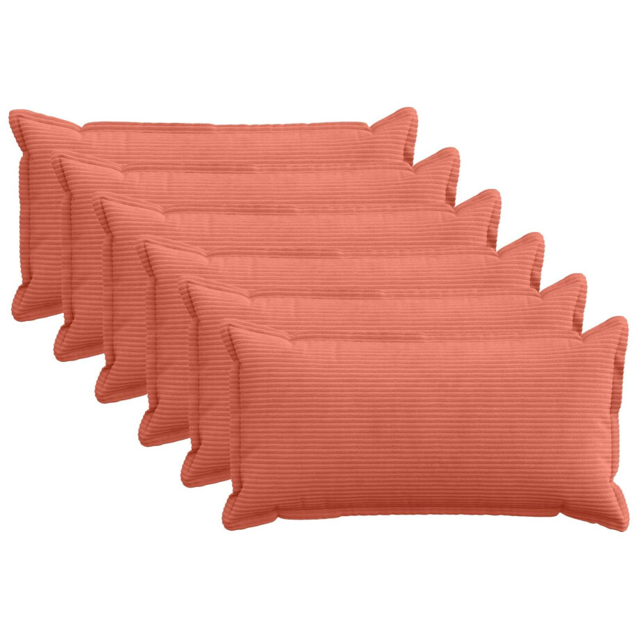vidaXL Kussensloop 6 st HOUTEN Rood-oranje 40 x 70 cm corduroy afbeelding 1