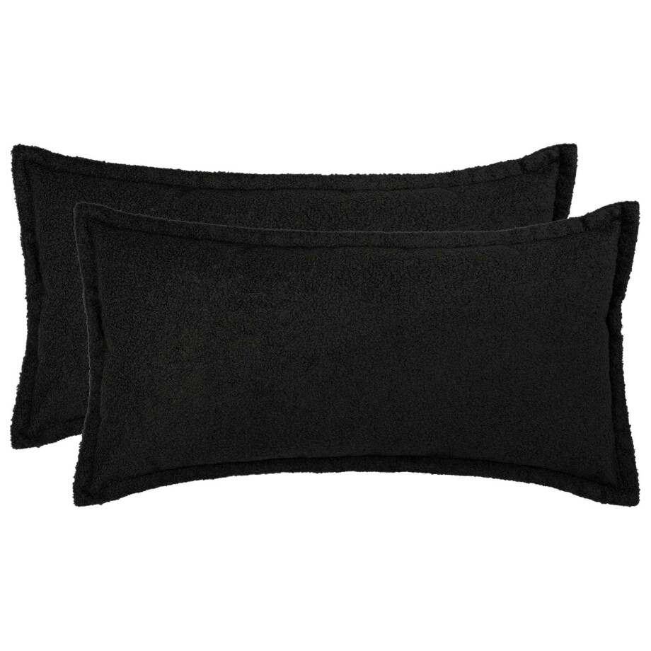 vidaXL Kussensloop 2 pcs HOUTEN Zwart 40 x 70 cm Bouclé afbeelding 1