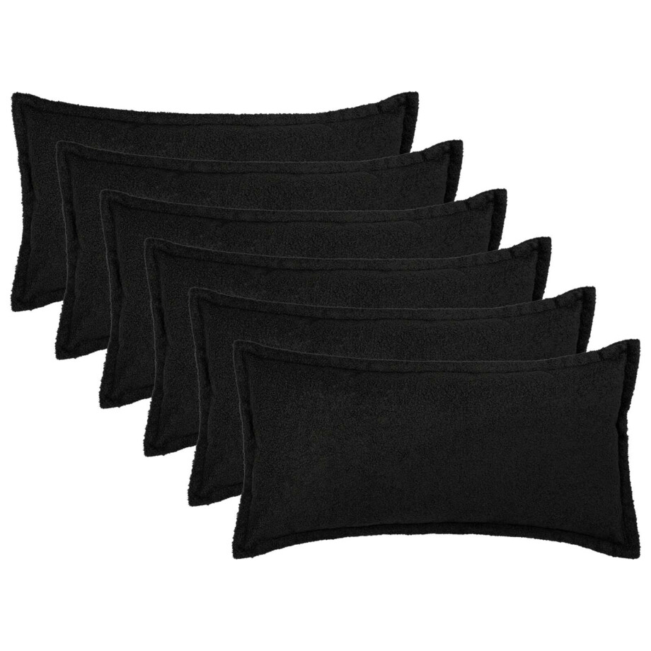 vidaXL Kussensloop 6 pcs HOUTEN Zwart 40 x 70 cm Bouclé afbeelding 1