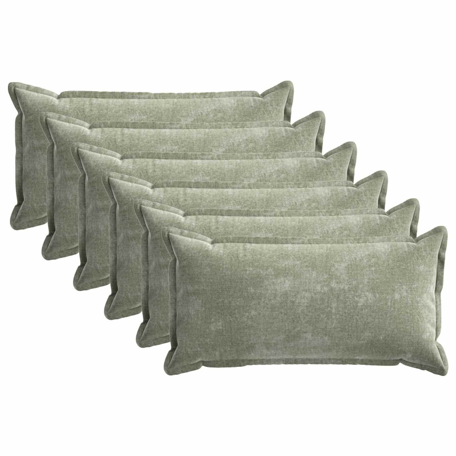 vidaXL Kussensloop 6 st HOUTEN Groen 40 x 70 cm Chenille Stof afbeelding 1