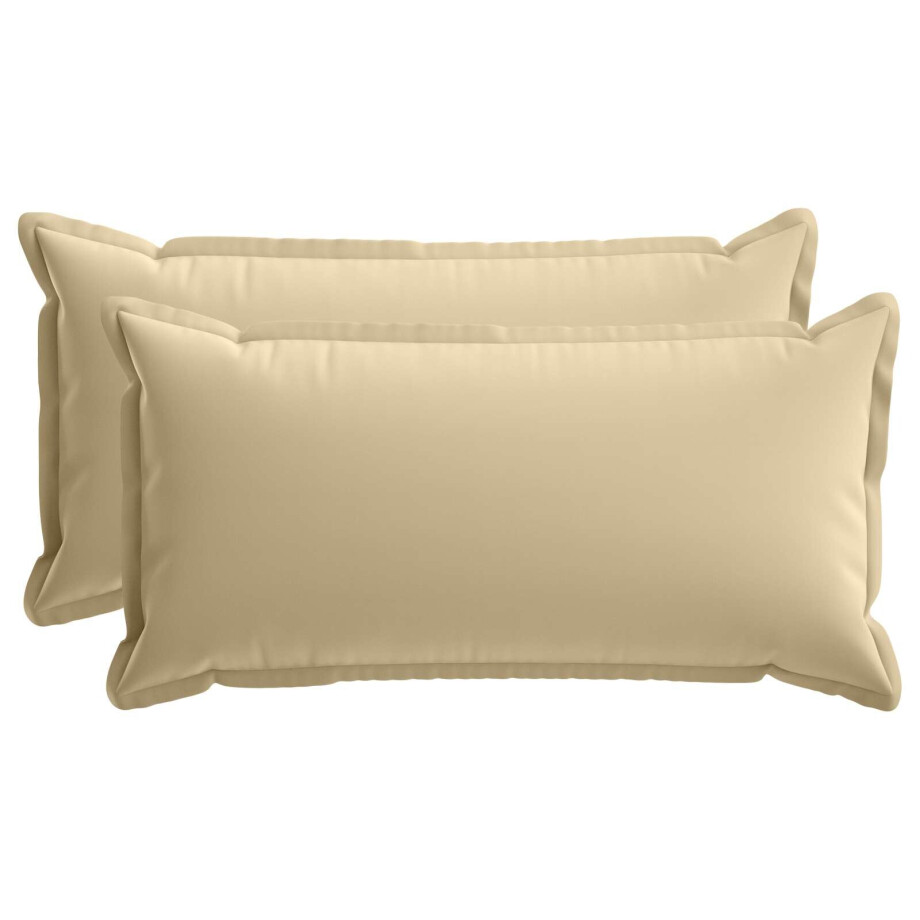 vidaXL Kussensloop 2 st HOUTEN Beige 40 x 70 cm Polyester afbeelding 1