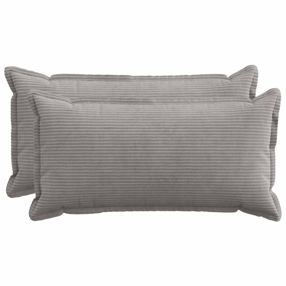 vidaXL Kussensloop 2 st HOUTEN Lichtgrijs 40 x 80 cm corduroy vidaXL Kussensloop 2 st HOUTEN Lichtgrijs 40 x 80 cm corduroy afbeelding 1