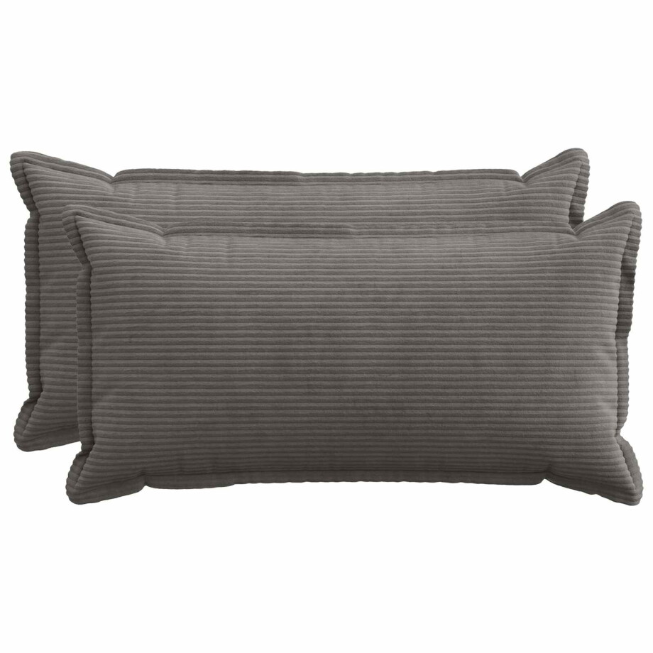 vidaXL Kussensloop 2 st HOUTEN Donkergrijs 40 x 80 cm corduroy afbeelding 1