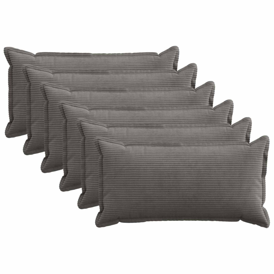 vidaXL Kussensloop 6 st HOUTEN Donkergrijs 40 x 80 cm corduroy vidaXL Kussensloop 6 st HOUTEN Donkergrijs 40 x 80 cm corduroy afbeelding 1