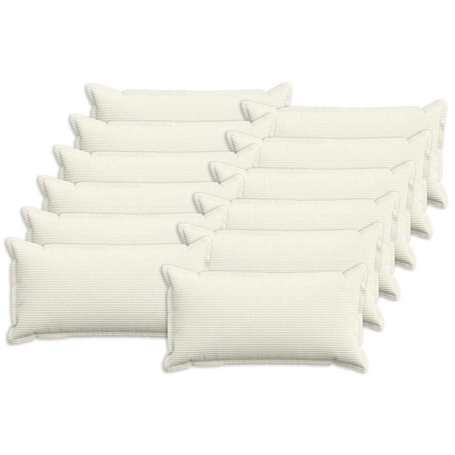 vidaXL Kussensloop 12 st HOUTEN Crèmekleurig 40 x 80 cm corduroy afbeelding 1