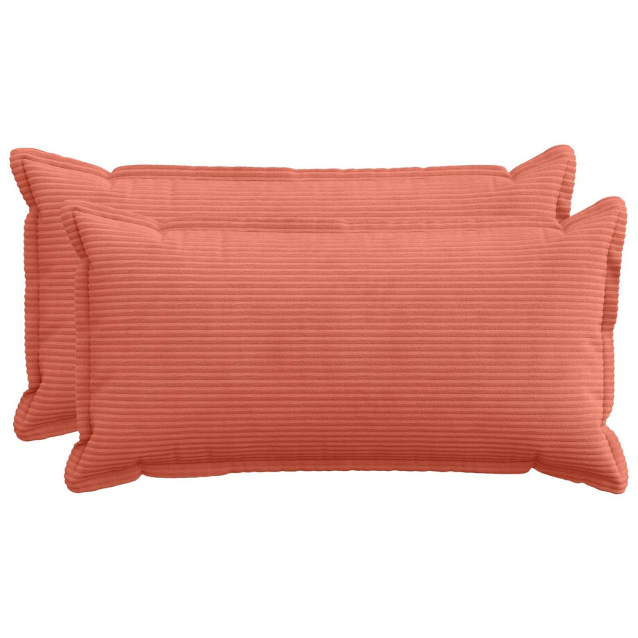 vidaXL Kussensloop 2 st HOUTEN Rood-oranje 40 x 80 cm corduroy afbeelding 1