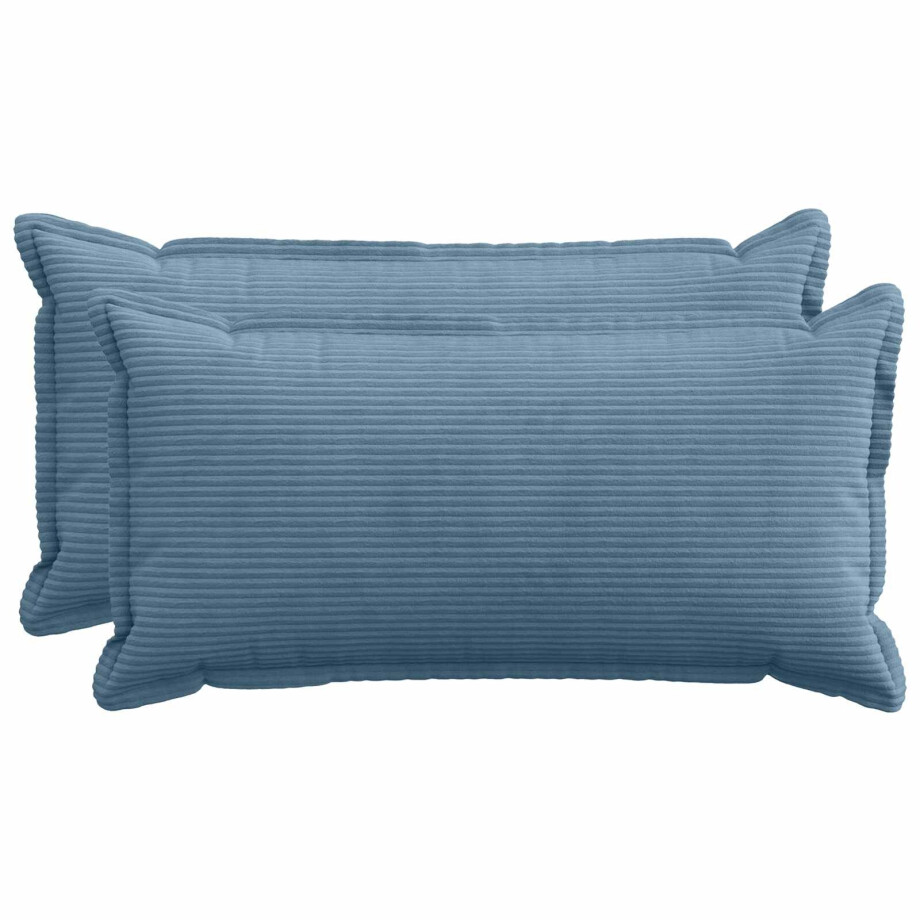 vidaXL Kussensloop 2 st HOUTEN Blauw 40 x 80 cm corduroy afbeelding 1