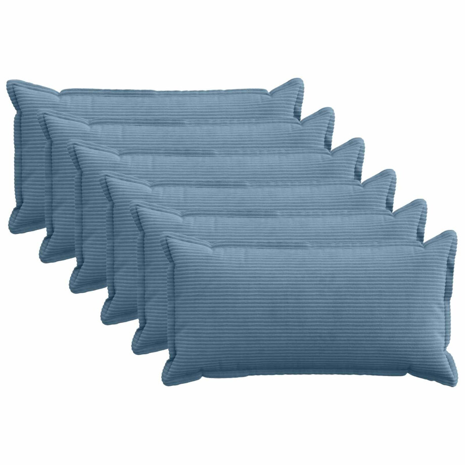 vidaXL Kussensloop 6 st HOUTEN Blauw 40 x 80 cm corduroy vidaXL Kussensloop 6 st HOUTEN Blauw 40 x 80 cm corduroy afbeelding 1