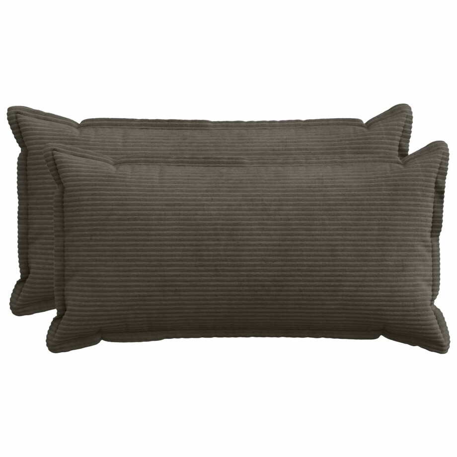 vidaXL Kussensloop 2 st HOUTEN Antraciet 40 x 80 cm corduroy afbeelding 1