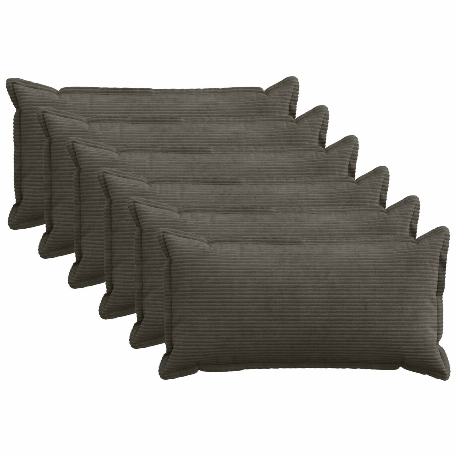 vidaXL Kussensloop 6 st HOUTEN Antraciet 40 x 80 cm corduroy afbeelding 1