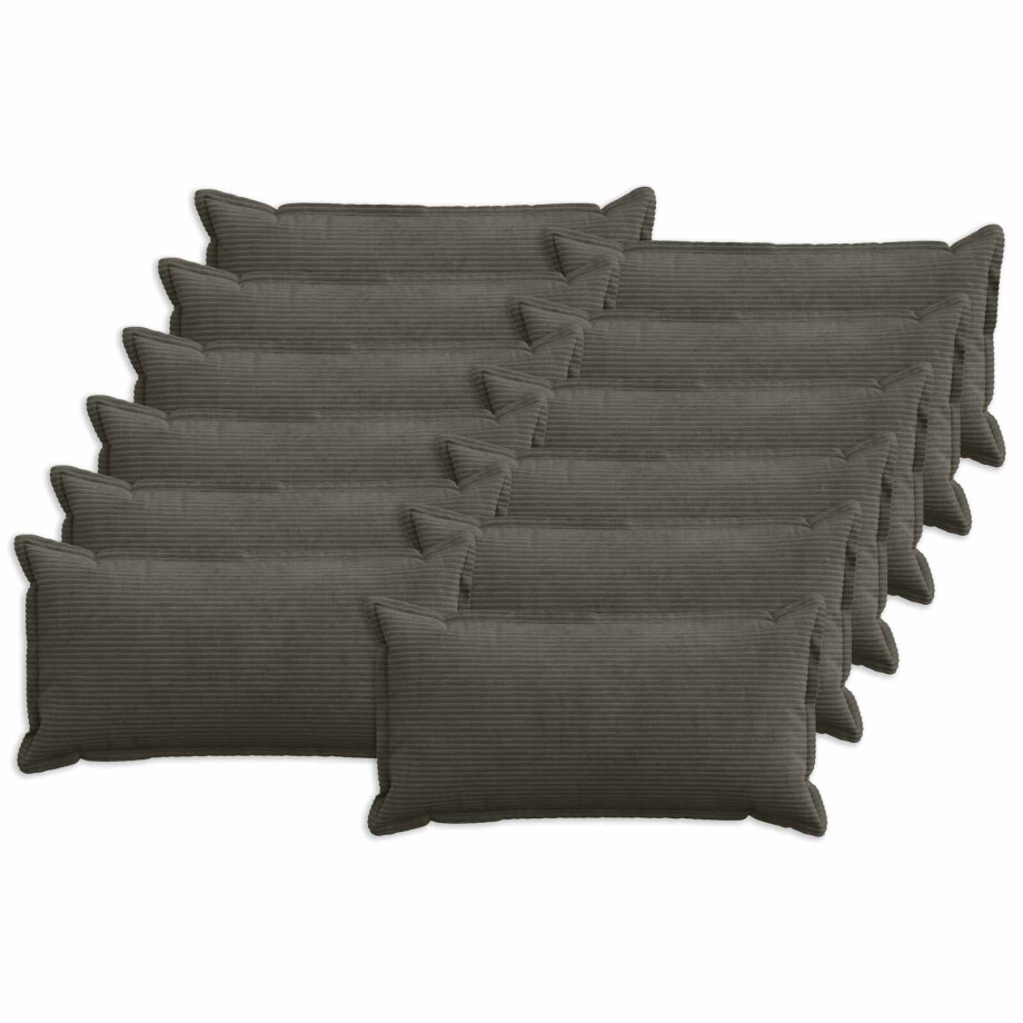 vidaXL Kussensloop 12 st HOUTEN Antraciet 40 x 80 cm corduroy afbeelding 1