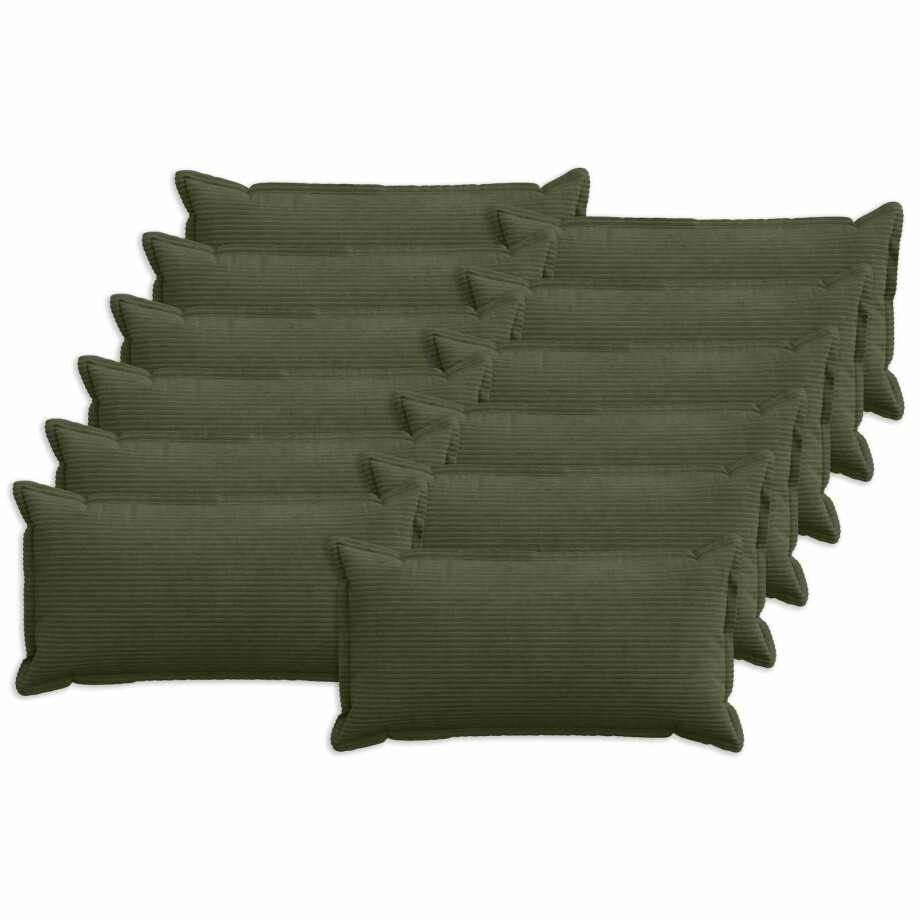 vidaXL Kussensloop 12 st HOUTEN Groen 40 x 80 cm corduroy afbeelding 1