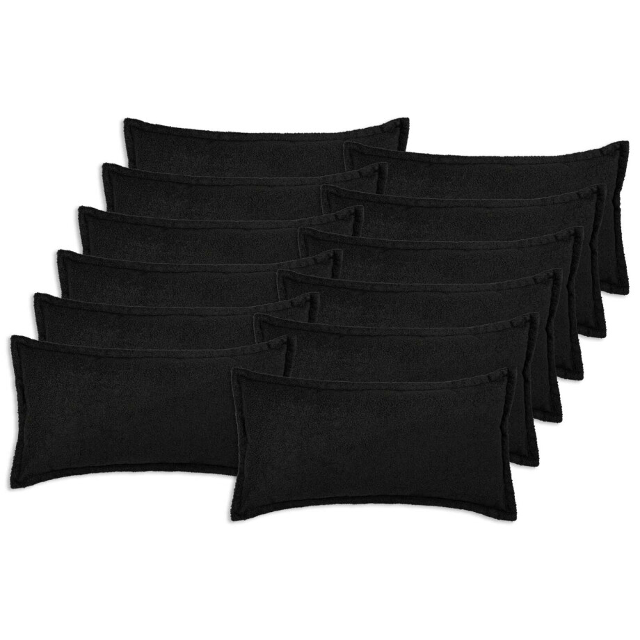 vidaXL Kussensloop 12 pcs HOUTEN Zwart 40 x 80 cm Bouclé afbeelding 1