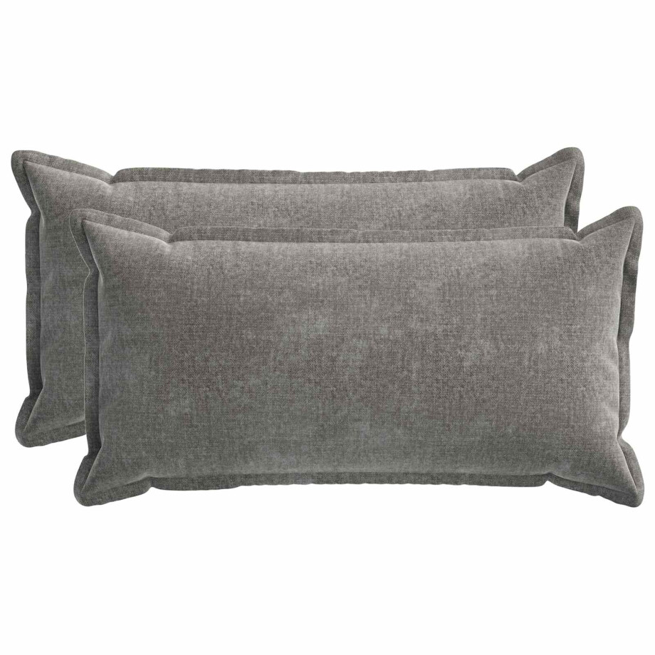 vidaXL Kussensloop 2 st HOUTEN Donkergrijs 40 x 80 cm Chenille Stof afbeelding 1