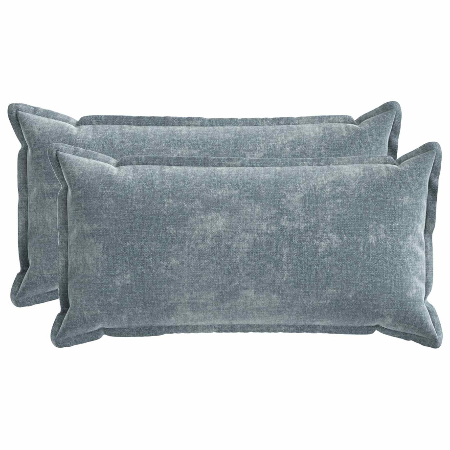 vidaXL Kussensloop 2 st HOUTEN Lichtblauw 40 x 80 cm Chenille Stof afbeelding 1