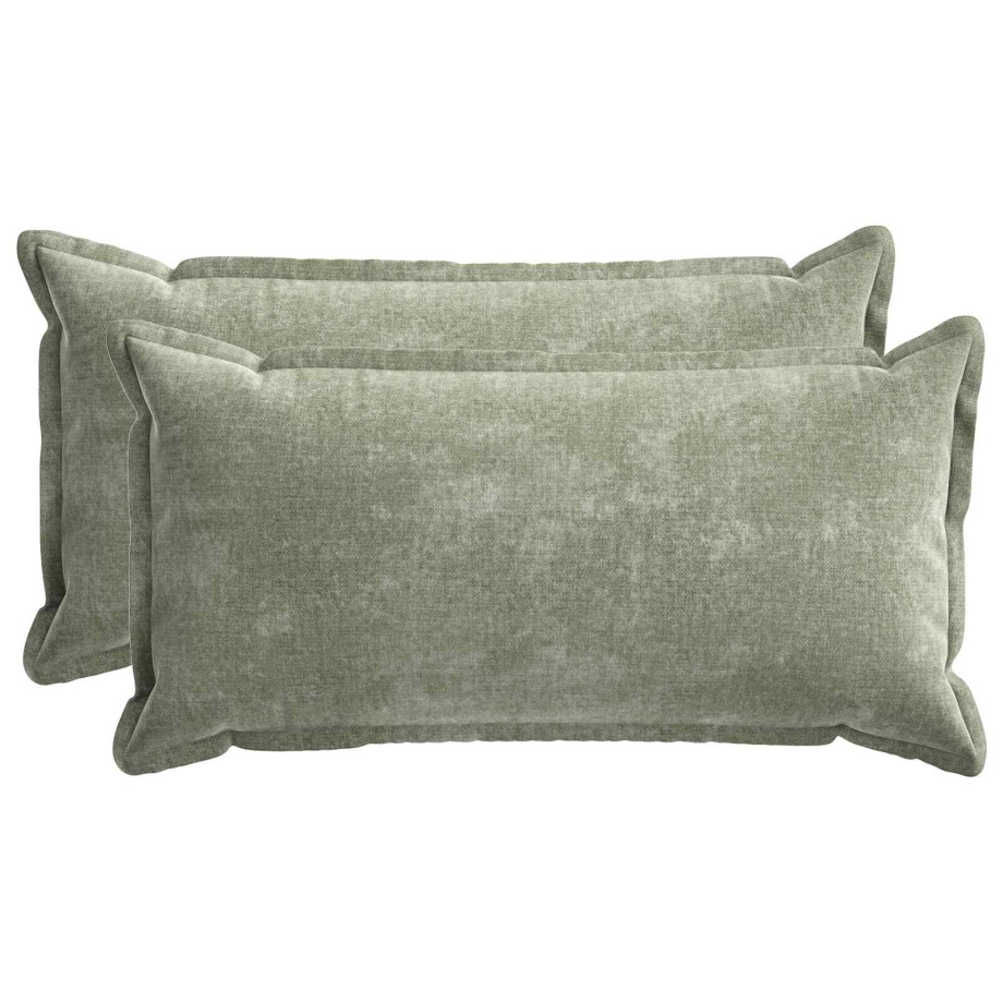 vidaXL Kussensloop 2 st HOUTEN Groen 40 x 80 cm Chenille Stof afbeelding 1